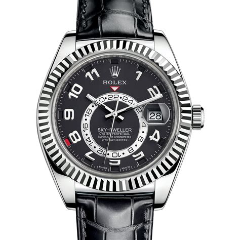 rolex sky-dweller black face gold white gold band|rolex sky dweller watch price.